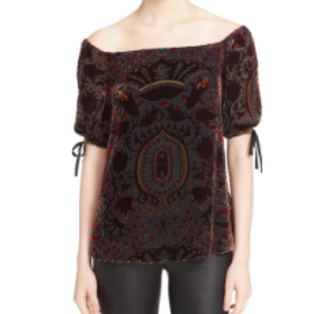 Alice + Olivia "Alecia" Off the Shoulder Burnout Velvet - Picture 2 of 9